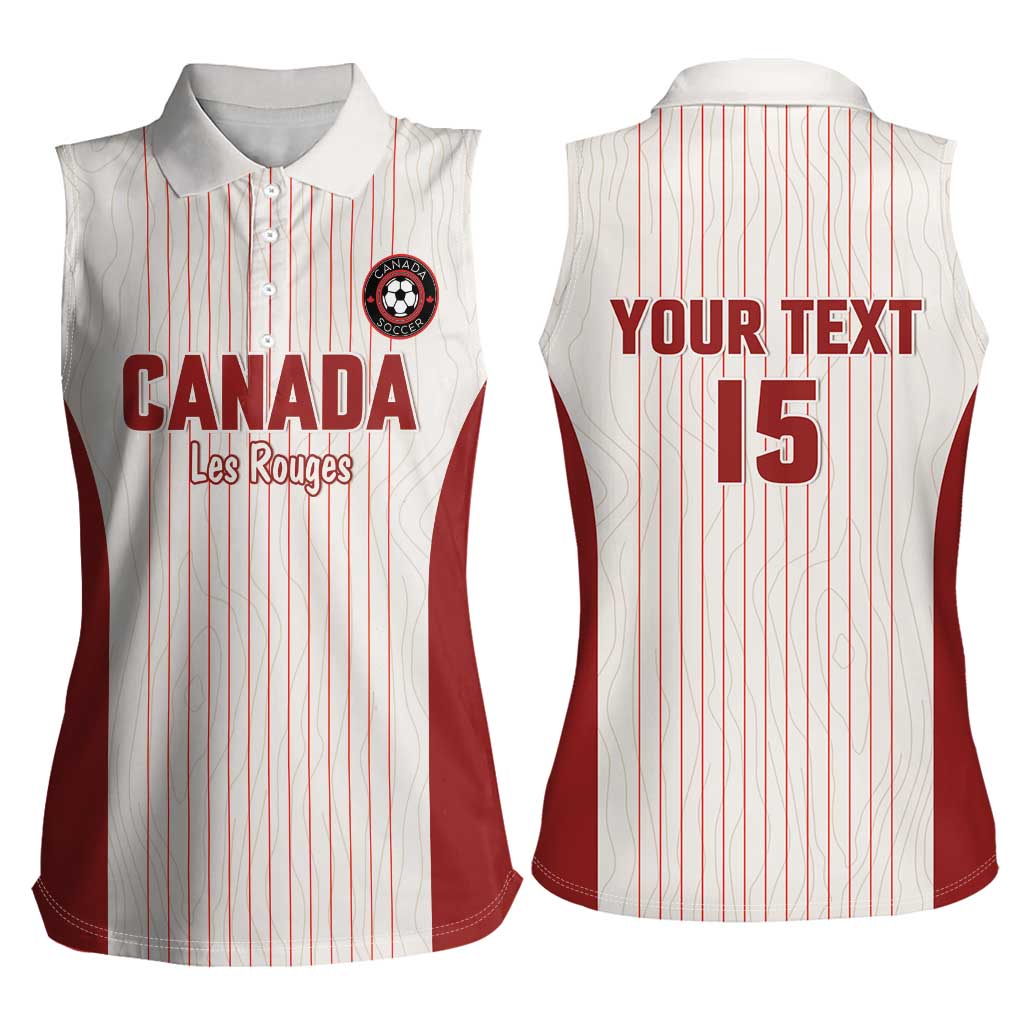 Custom Canada Soccer 2026 Women Sleeveless Polo Shirt True North Takes the Pitch - White