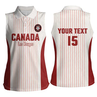 Custom Canada Soccer 2026 Women Sleeveless Polo Shirt True North Takes the Pitch - White