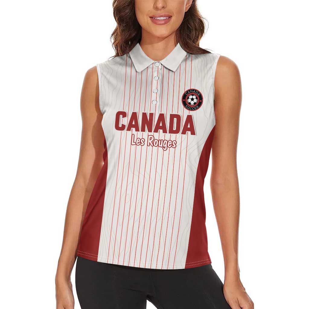 Custom Canada Soccer 2026 Women Sleeveless Polo Shirt True North Takes the Pitch - White