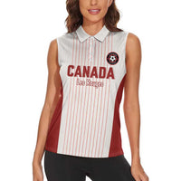 Custom Canada Soccer 2026 Women Sleeveless Polo Shirt True North Takes the Pitch - White