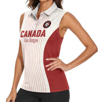 Custom Canada Soccer 2026 Women Sleeveless Polo Shirt True North Takes the Pitch - White
