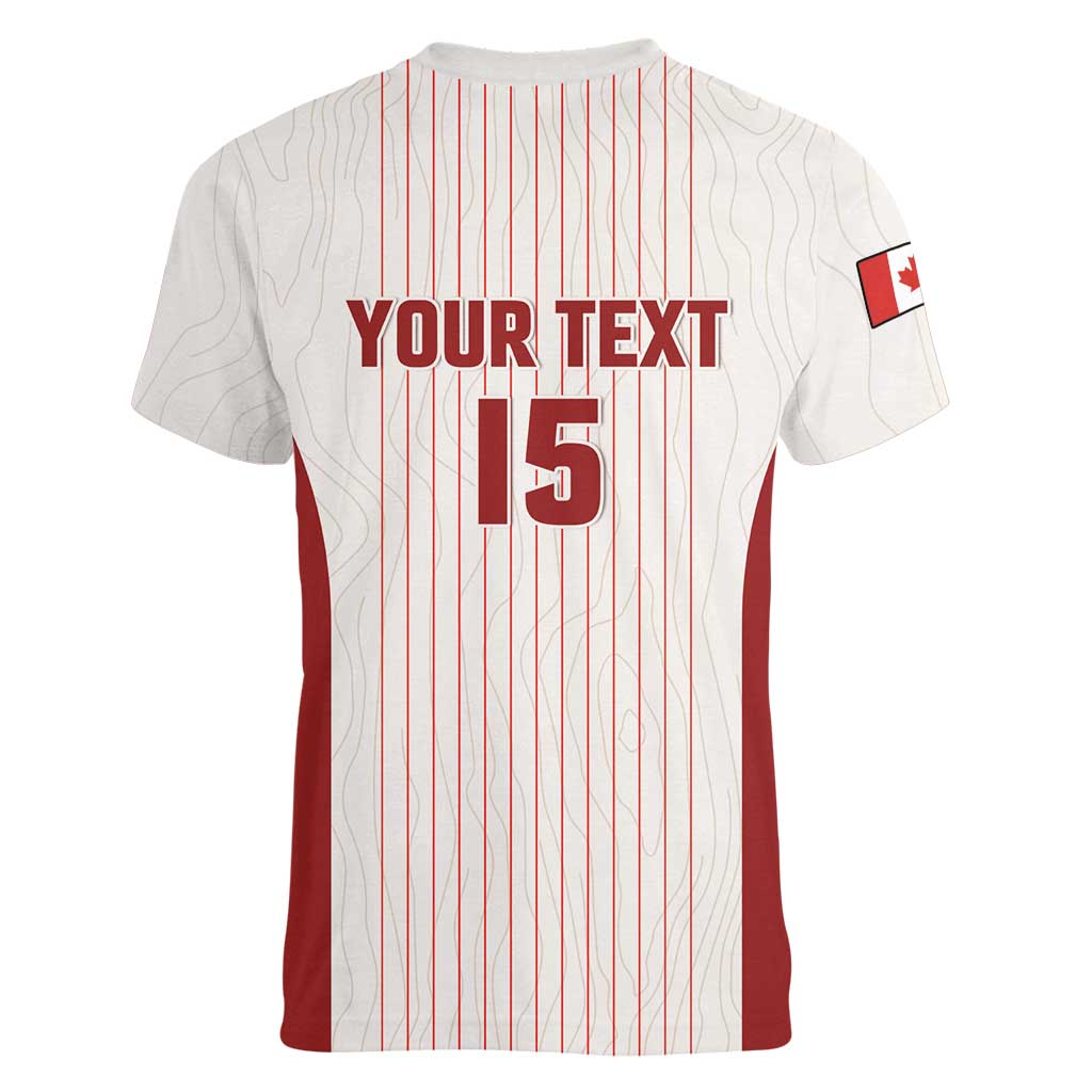 Custom Canada Soccer 2026 Women V-Neck T-Shirt True North Takes the Pitch - White