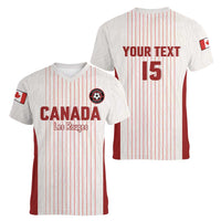 Custom Canada Soccer 2026 Women V-Neck T-Shirt True North Takes the Pitch - White
