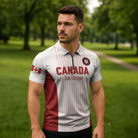 Custom Canada Soccer 2026 Zipper Polo Shirt True North Takes the Pitch - White