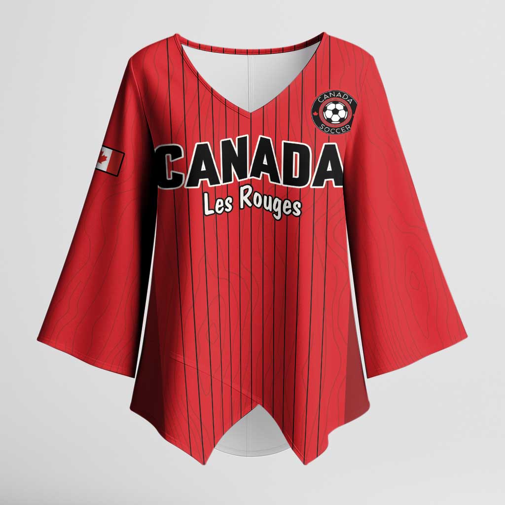 Custom Canada Soccer 2026 Kimono Sleeve Blouse True North Takes the Pitch - Red