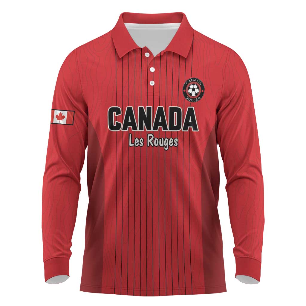 Custom Canada Soccer 2026 Long Sleeve Polo Shirt True North Takes the Pitch - Red