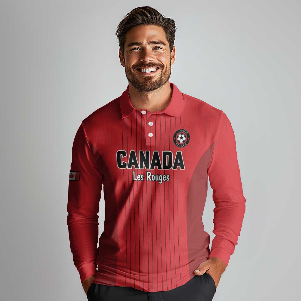 Custom Canada Soccer 2026 Long Sleeve Polo Shirt True North Takes the Pitch - Red