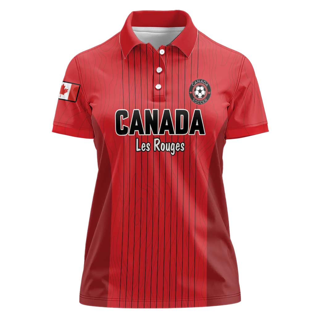 Custom Canada Soccer 2026 Women Polo Shirt True North Takes the Pitch - Red
