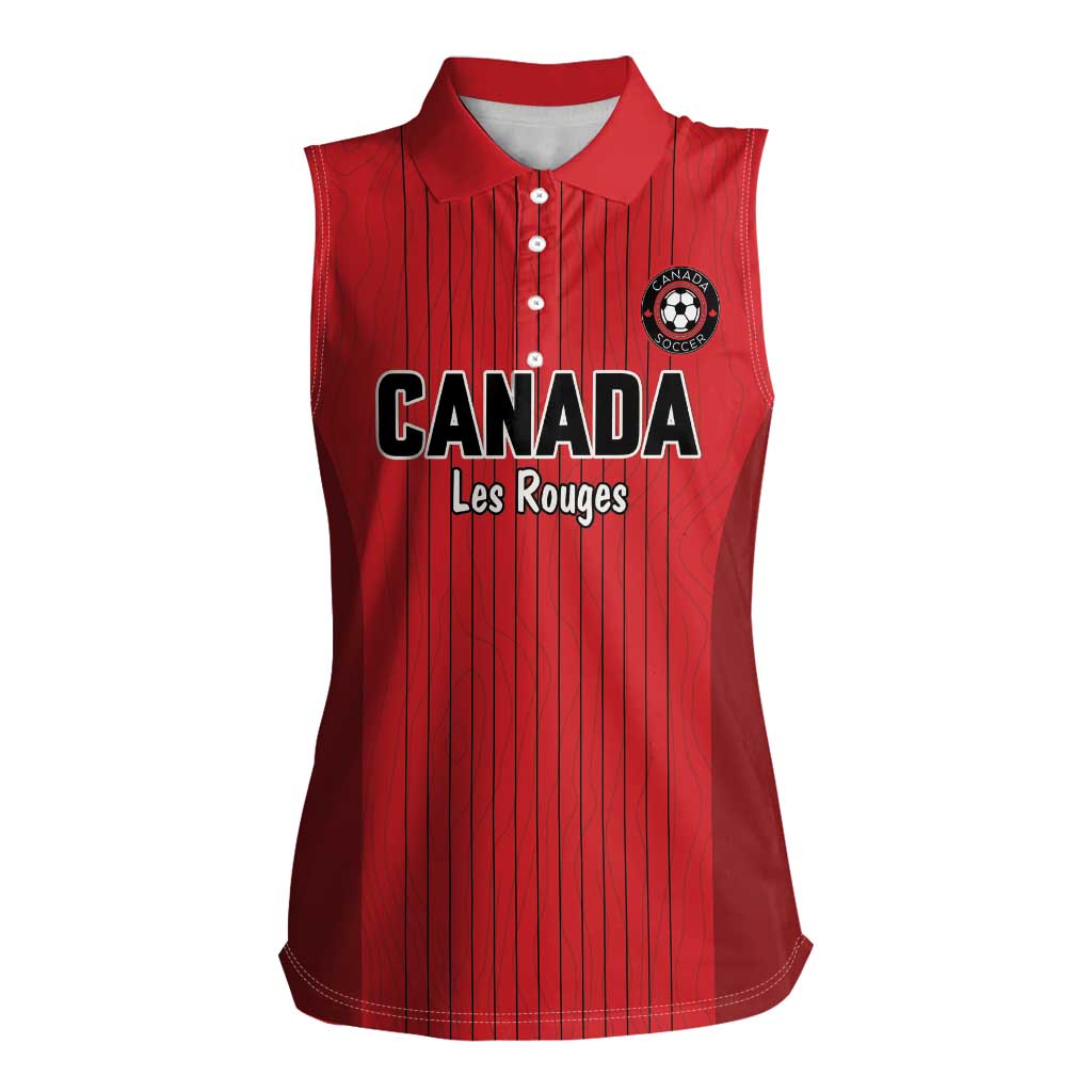 Custom Canada Soccer 2026 Women Sleeveless Polo Shirt True North Takes the Pitch - Red