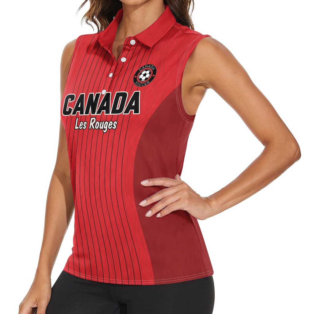 Custom Canada Soccer 2026 Women Sleeveless Polo Shirt True North Takes the Pitch - Red
