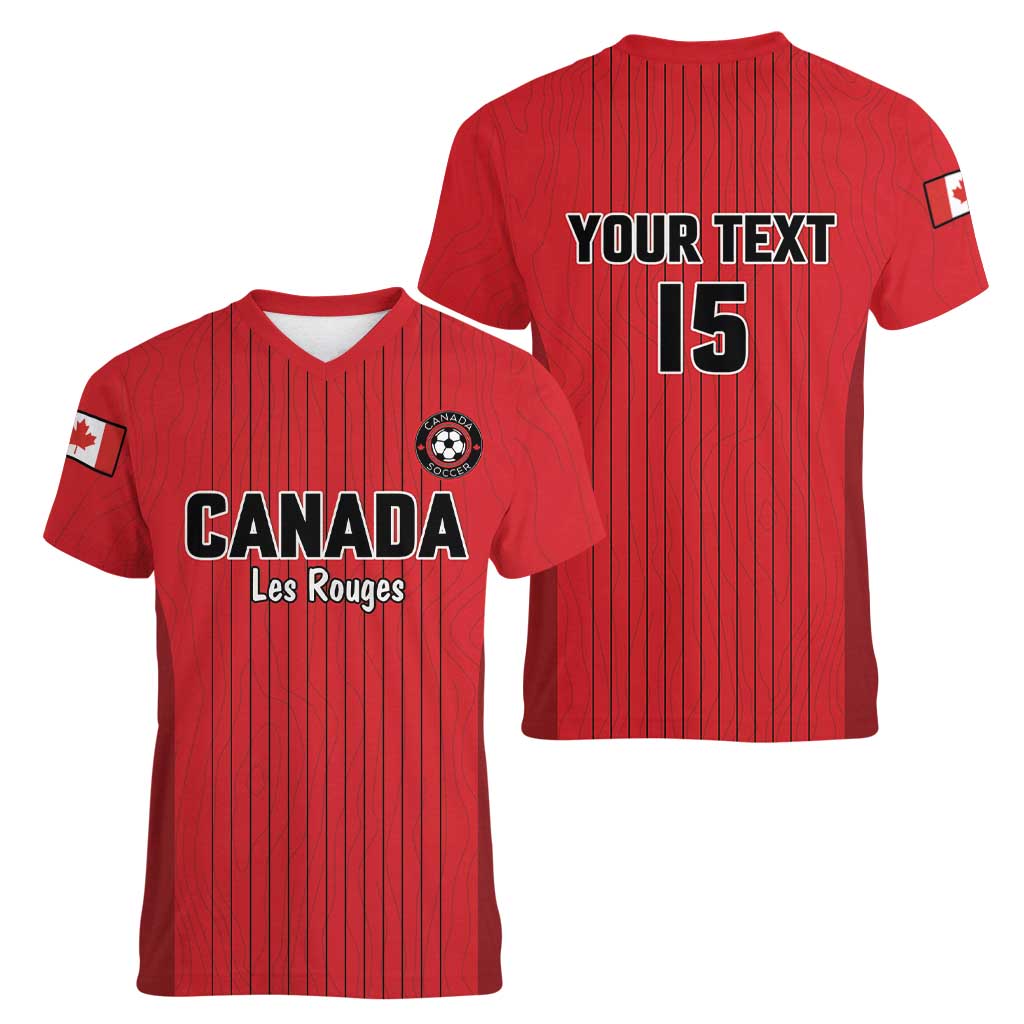 Custom Canada Soccer 2026 Women V-Neck T-Shirt True North Takes the Pitch - Red