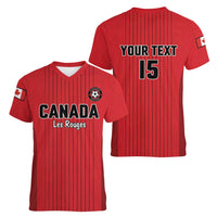 Custom Canada Soccer 2026 Women V-Neck T-Shirt True North Takes the Pitch - Red