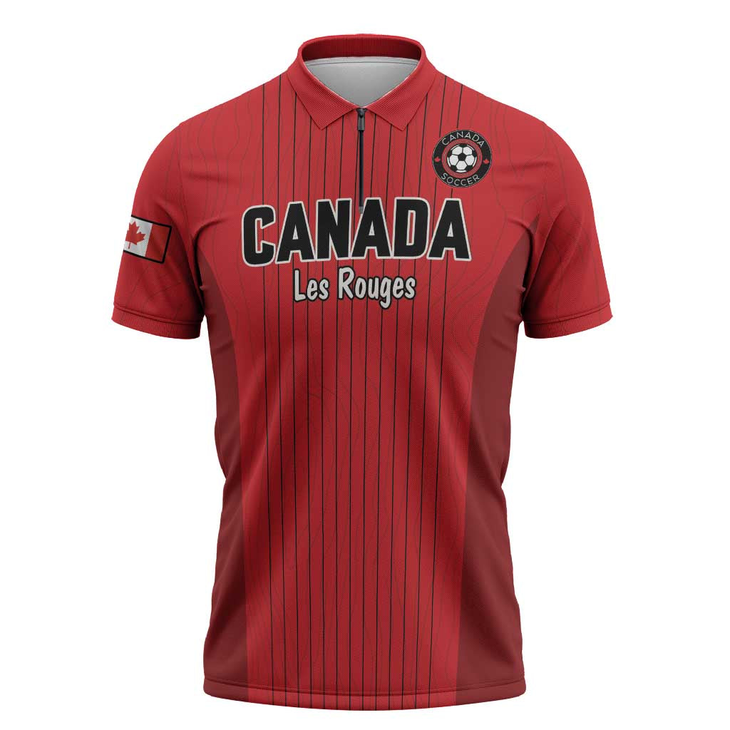 Custom Canada Soccer 2026 Zipper Polo Shirt True North Takes the Pitch - Red
