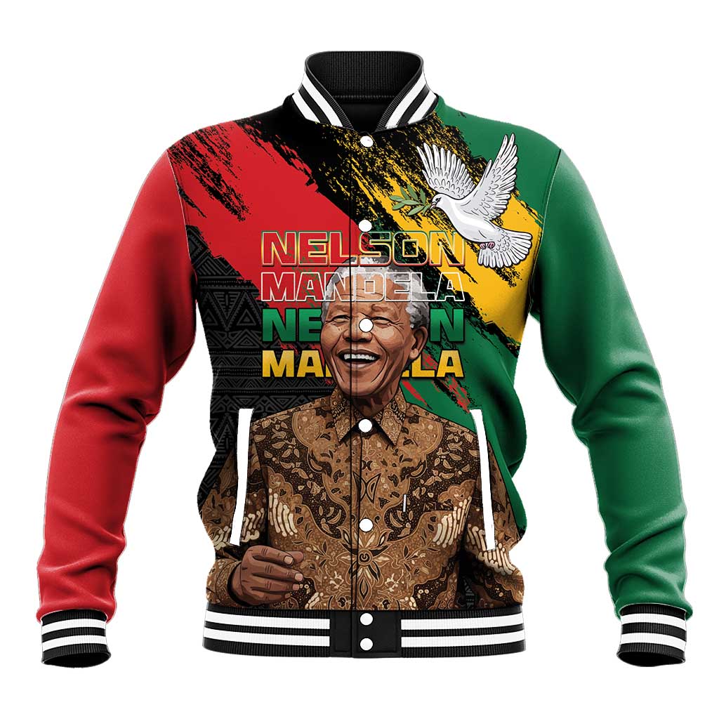 Nelson Mandela International Day Baseball Jacket African Pattern Grunge Style - Wonder Print Shop