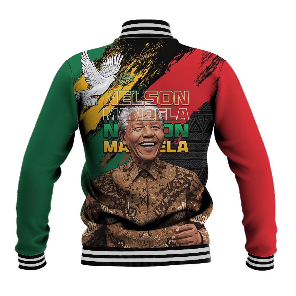 Nelson Mandela International Day Baseball Jacket African Pattern Grunge Style - Wonder Print Shop