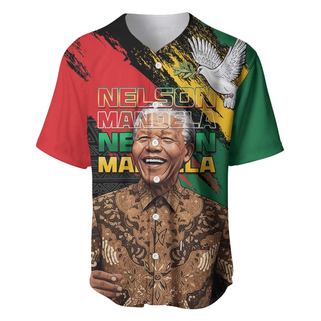 Nelson Mandela International Day Baseball Jersey African Pattern Grunge Style - Wonder Print Shop