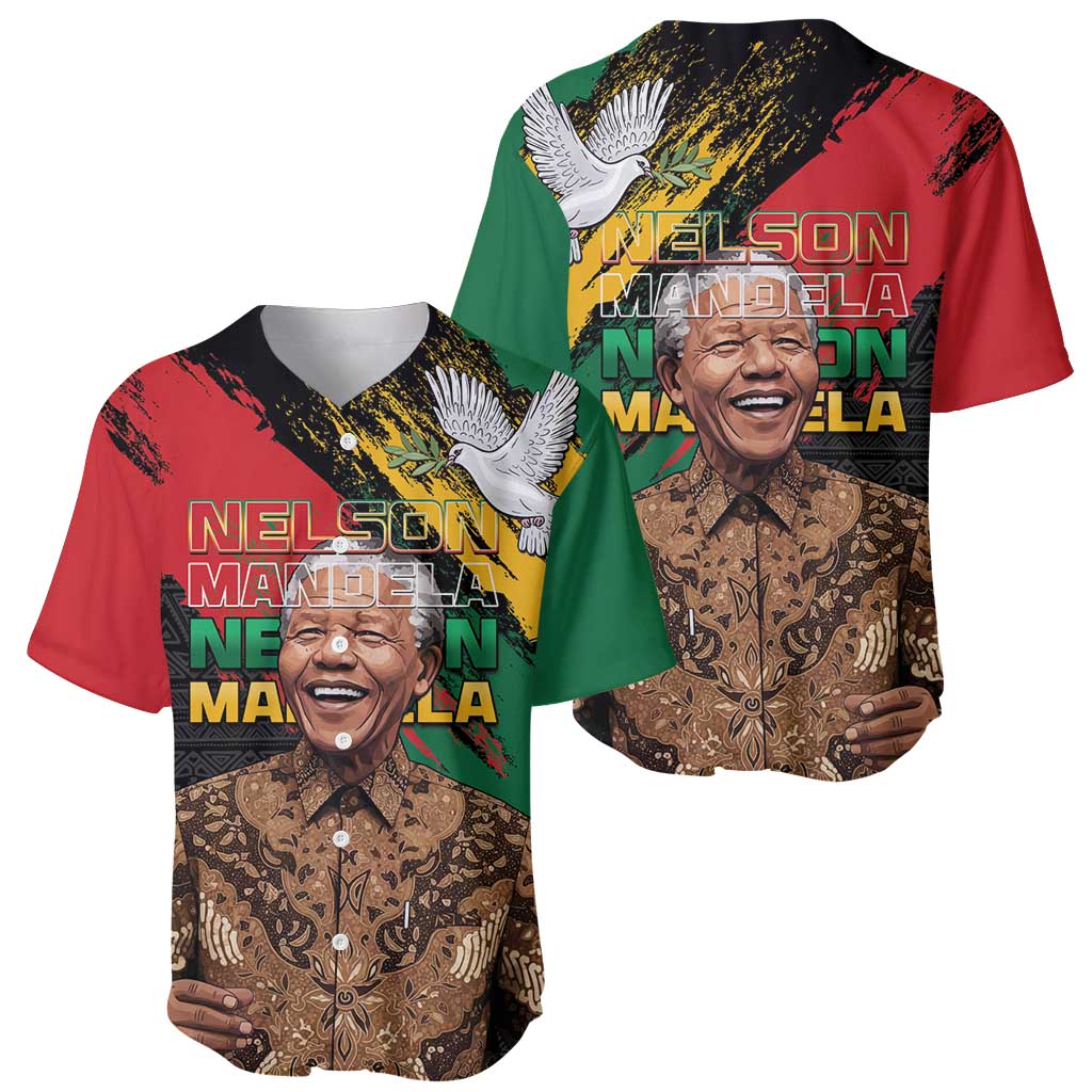 Nelson Mandela International Day Baseball Jersey African Pattern Grunge Style - Wonder Print Shop