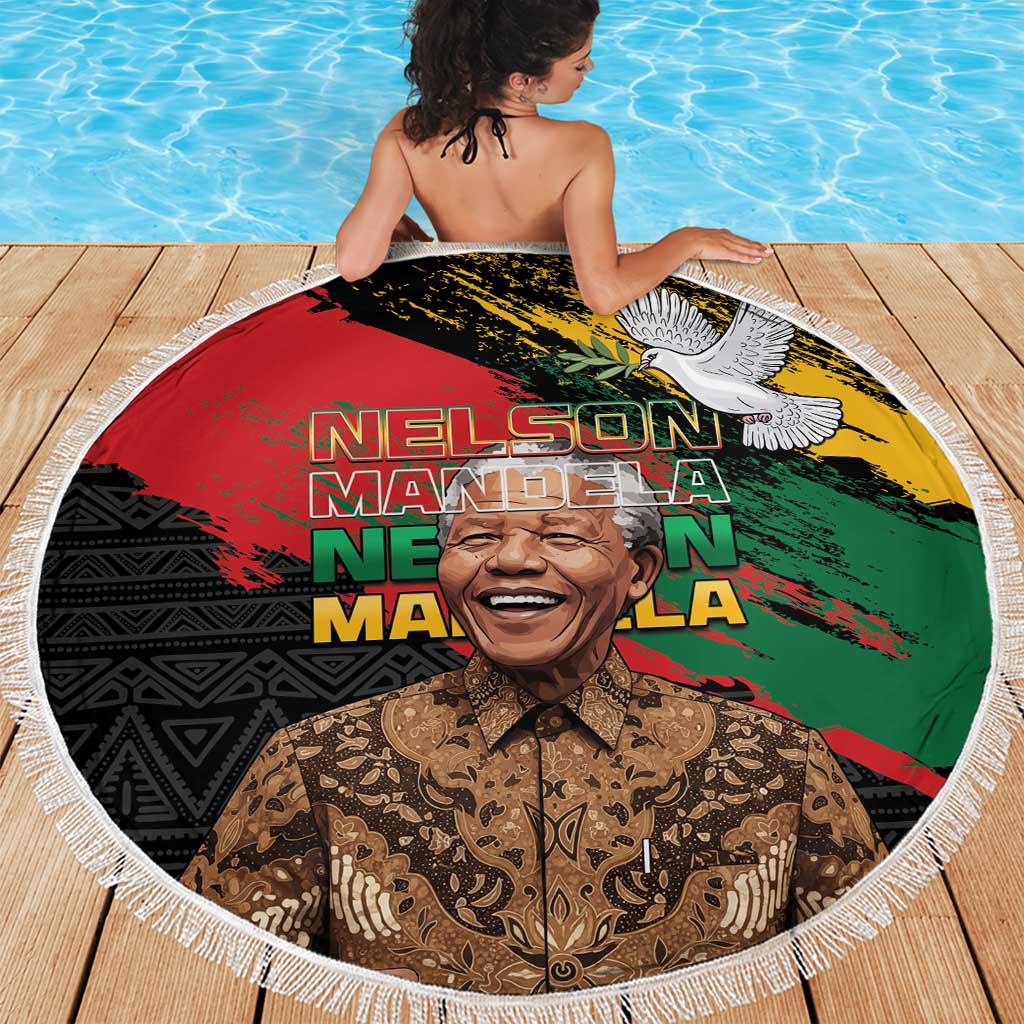 Nelson Mandela International Day Beach Blanket African Pattern Grunge Style - Wonder Print Shop