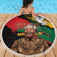 Nelson Mandela International Day Beach Blanket African Pattern Grunge Style - Wonder Print Shop