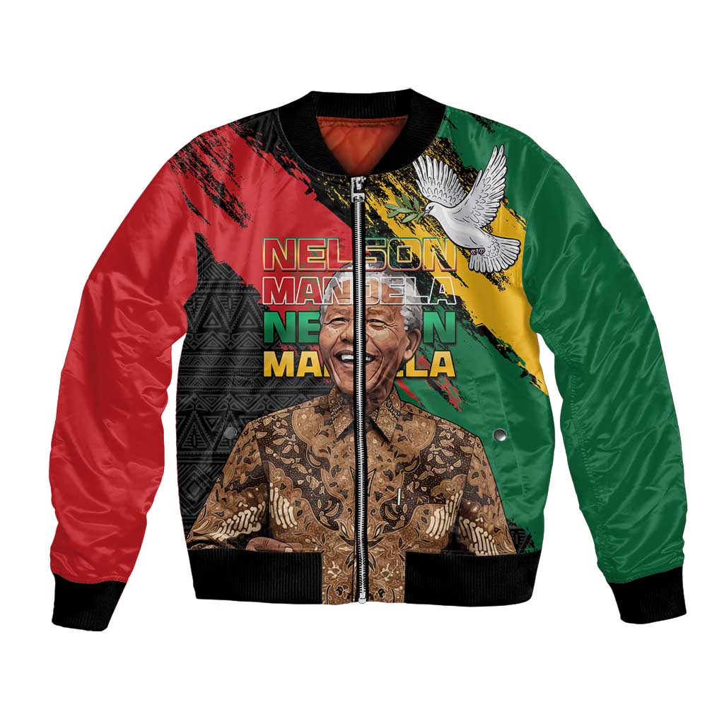 Nelson Mandela International Day Bomber Jacket African Pattern Grunge Style - Wonder Print Shop