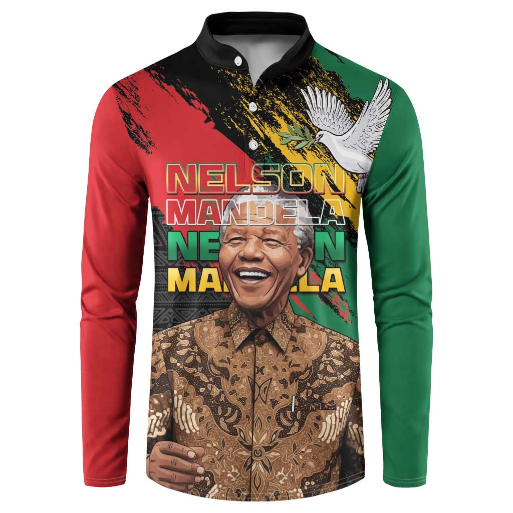 Nelson Mandela International Day Button Sweatshirt African Pattern Grunge Style - Wonder Print Shop