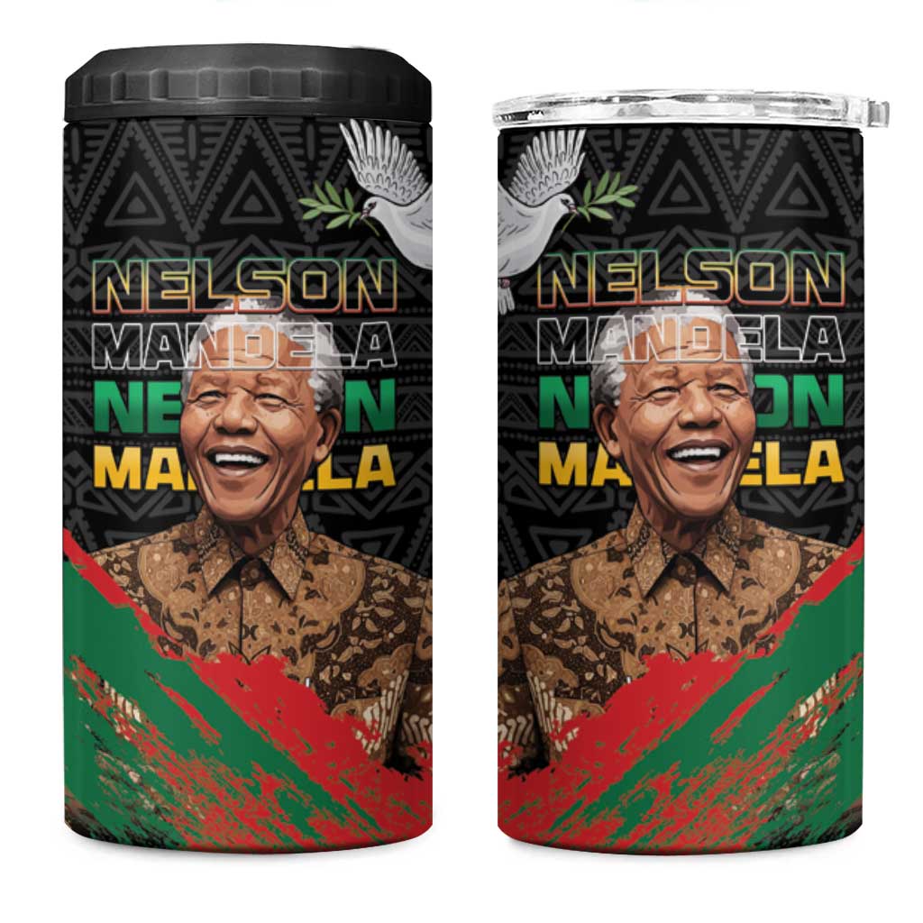 Nelson Mandela International Day 4 in 1 Can Cooler Tumbler African Pattern Grunge Style - Wonder Print Shop