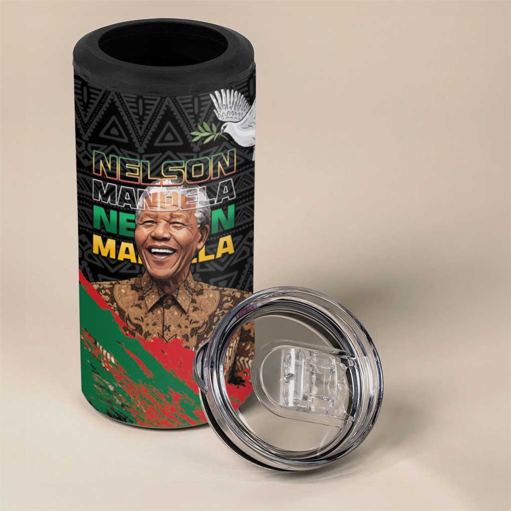 Nelson Mandela International Day 4 in 1 Can Cooler Tumbler African Pattern Grunge Style - Wonder Print Shop