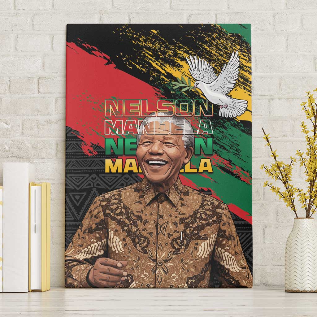 Nelson Mandela International Day Canvas Wall Art African Pattern Grunge Style - Wonder Print Shop