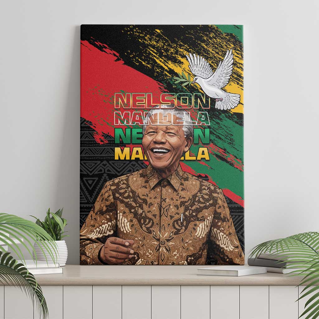 Nelson Mandela International Day Canvas Wall Art African Pattern Grunge Style - Wonder Print Shop