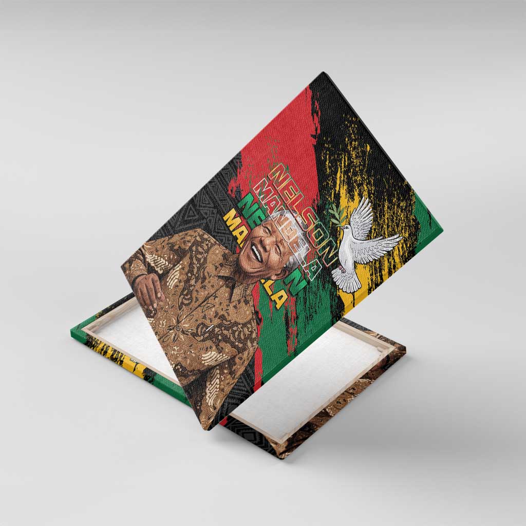 Nelson Mandela International Day Canvas Wall Art African Pattern Grunge Style - Wonder Print Shop