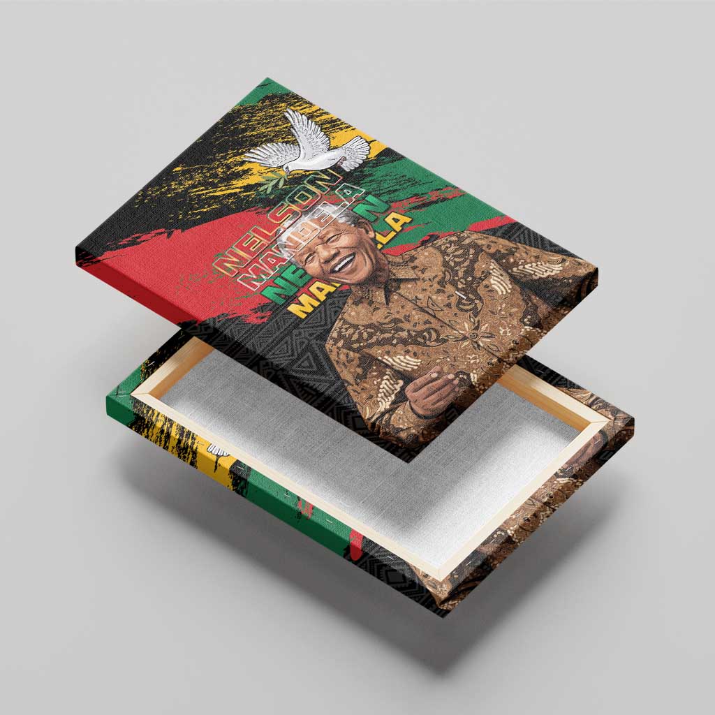 Nelson Mandela International Day Canvas Wall Art African Pattern Grunge Style - Wonder Print Shop