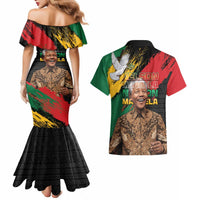 Nelson Mandela International Day Couples Matching Mermaid Dress and Hawaiian Shirt African Pattern Grunge Style - Wonder Print Shop