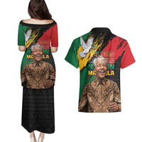 Nelson Mandela International Day Couples Matching Puletasi and Hawaiian Shirt African Pattern Grunge Style - Wonder Print Shop