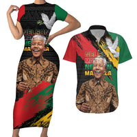 Nelson Mandela International Day Couples Matching Short Sleeve Bodycon Dress and Hawaiian Shirt African Pattern Grunge Style - Wonder Print Shop