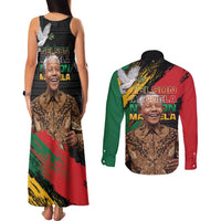 Nelson Mandela International Day Couples Matching Tank Maxi Dress and Long Sleeve Button Shirt African Pattern Grunge Style - Wonder Print Shop
