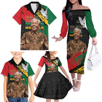 Nelson Mandela International Day Family Matching Off The Shoulder Long Sleeve Dress and Hawaiian Shirt African Pattern Grunge Style - Wonder Print Shop