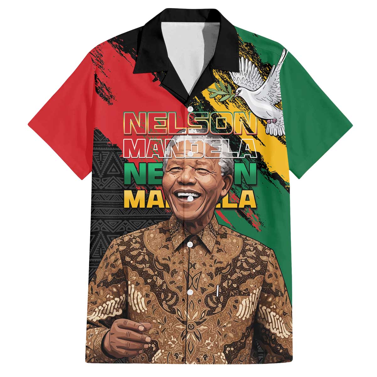 Nelson Mandela International Day Family Matching Off The Shoulder Long Sleeve Dress and Hawaiian Shirt African Pattern Grunge Style - Wonder Print Shop