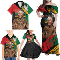 Nelson Mandela International Day Family Matching Off Shoulder Maxi Dress and Hawaiian Shirt African Pattern Grunge Style - Wonder Print Shop