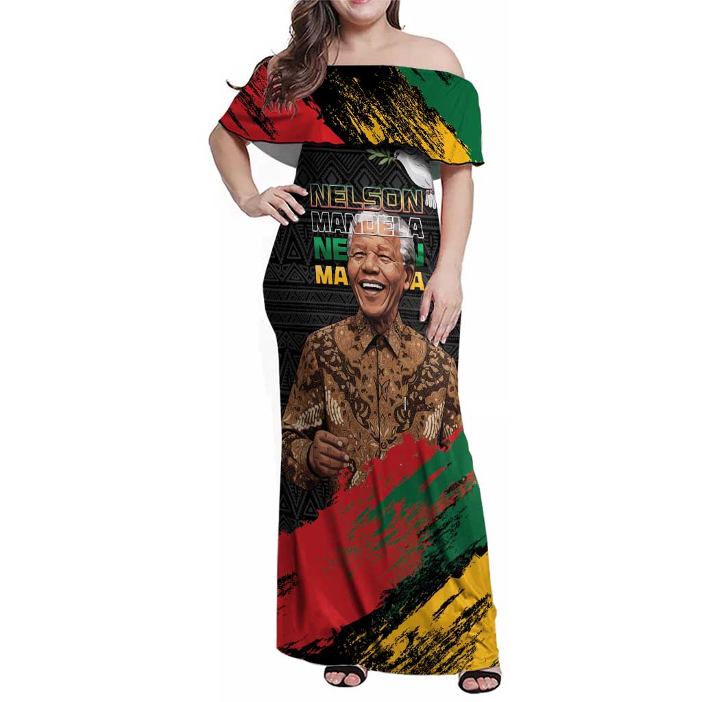 Nelson Mandela International Day Family Matching Off Shoulder Maxi Dress and Hawaiian Shirt African Pattern Grunge Style - Wonder Print Shop