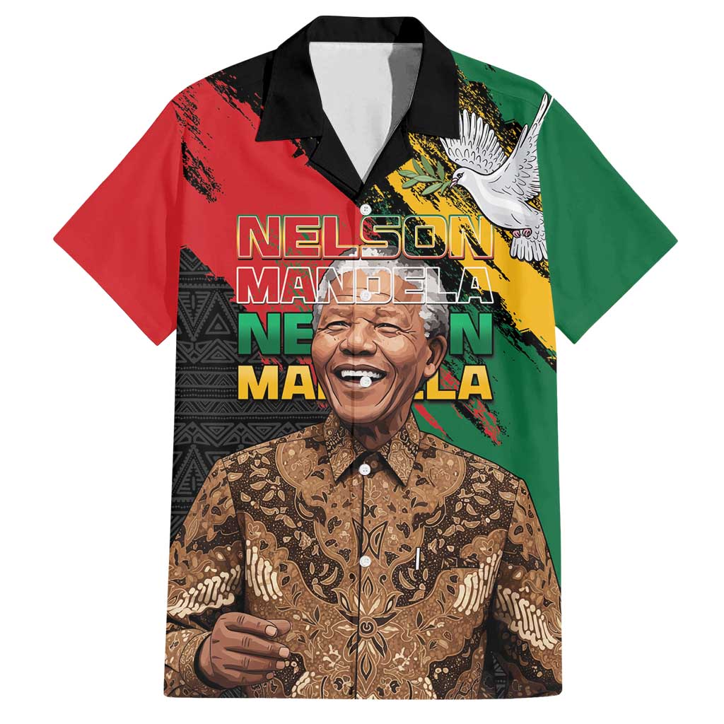 Nelson Mandela International Day Family Matching Off Shoulder Short Dress and Hawaiian Shirt African Pattern Grunge Style - Wonder Print Shop