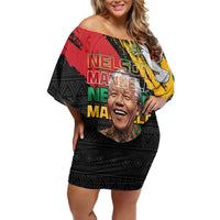 Nelson Mandela International Day Family Matching Off Shoulder Short Dress and Hawaiian Shirt African Pattern Grunge Style - Wonder Print Shop