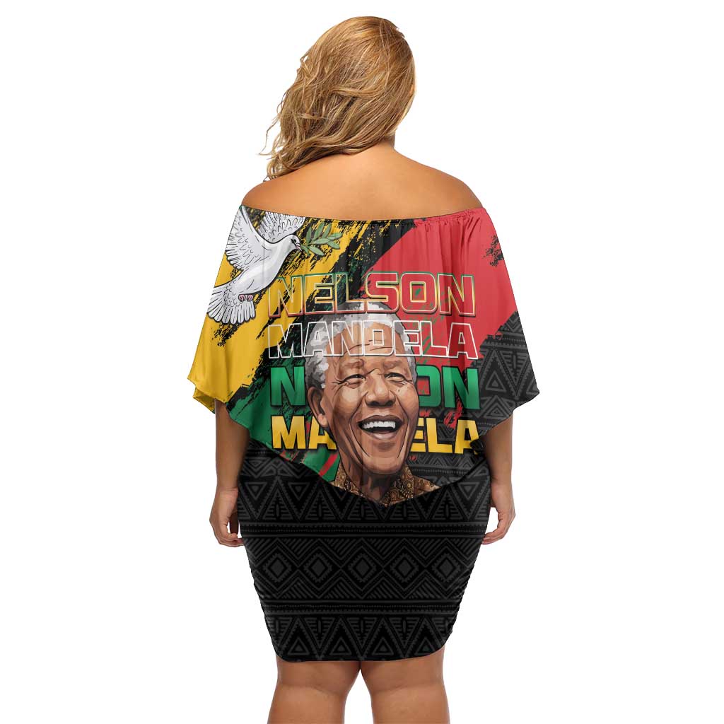 Nelson Mandela International Day Family Matching Off Shoulder Short Dress and Hawaiian Shirt African Pattern Grunge Style - Wonder Print Shop