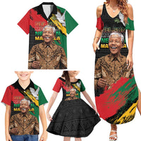 Nelson Mandela International Day Family Matching Summer Maxi Dress and Hawaiian Shirt African Pattern Grunge Style - Wonder Print Shop