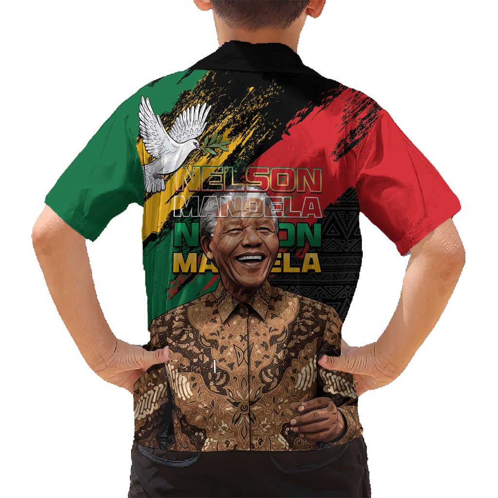 Nelson Mandela International Day Family Matching Tank Maxi Dress and Hawaiian Shirt African Pattern Grunge Style - Wonder Print Shop