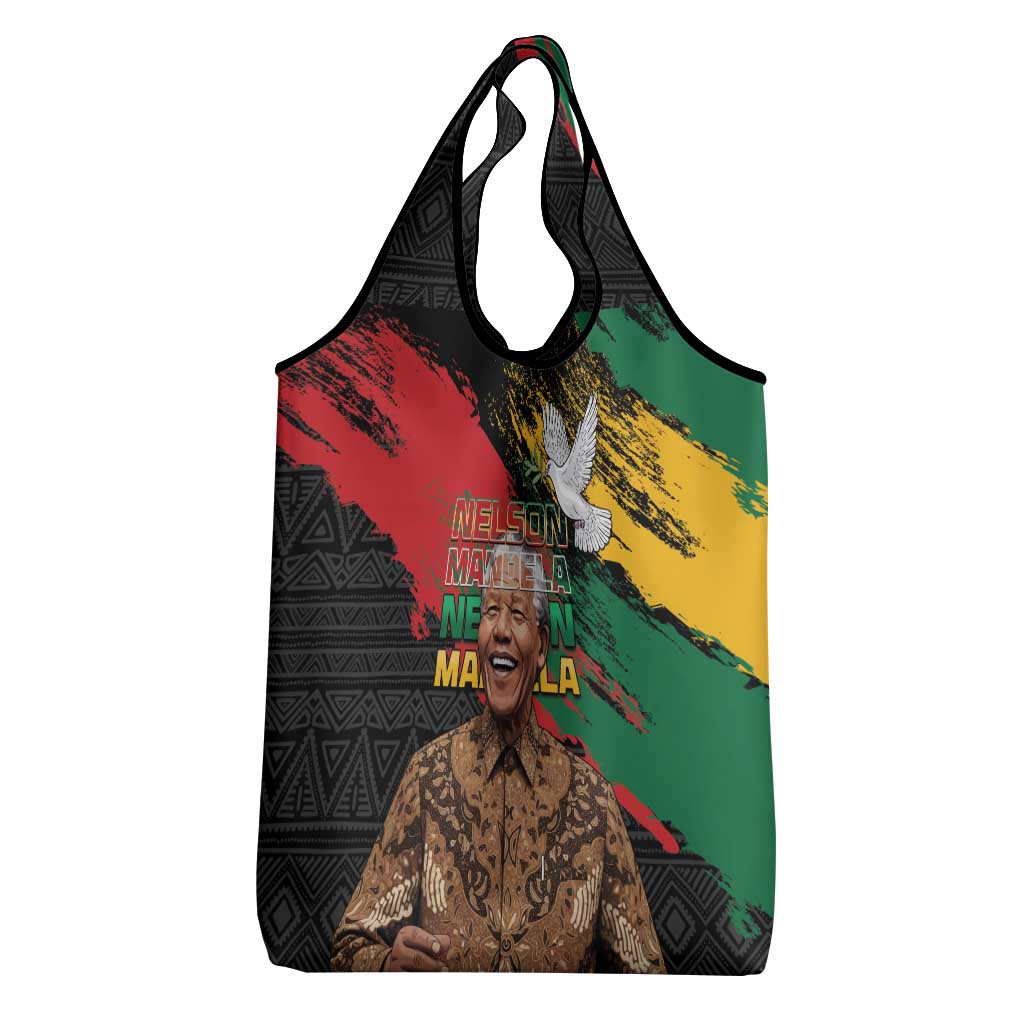 Nelson Mandela International Day Grocery Bag African Pattern Grunge Style - Wonder Print Shop