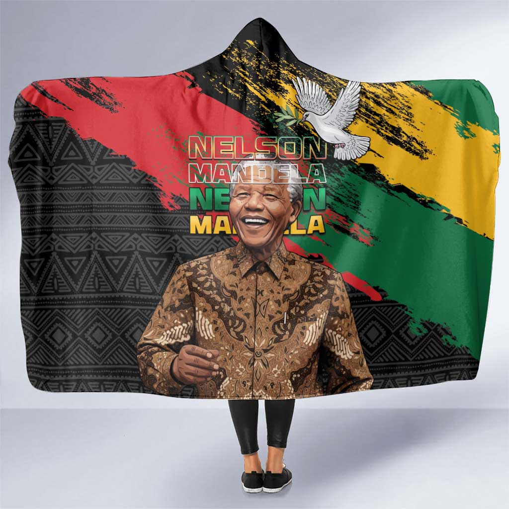 Nelson Mandela International Day Hooded Blanket African Pattern Grunge Style - Wonder Print Shop