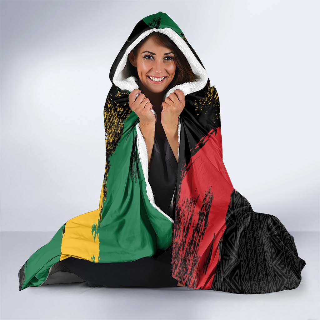 Nelson Mandela International Day Hooded Blanket African Pattern Grunge Style - Wonder Print Shop