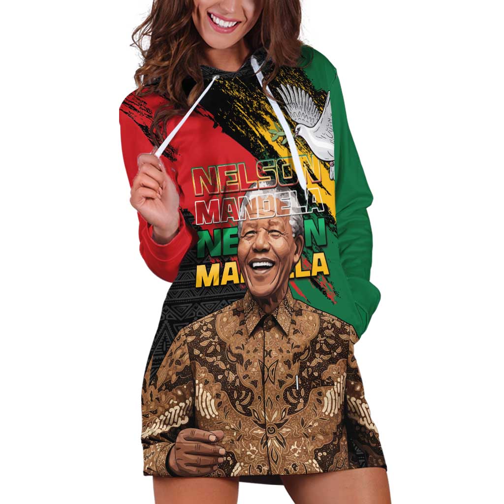 Nelson Mandela International Day Hoodie Dress African Pattern Grunge Style - Wonder Print Shop