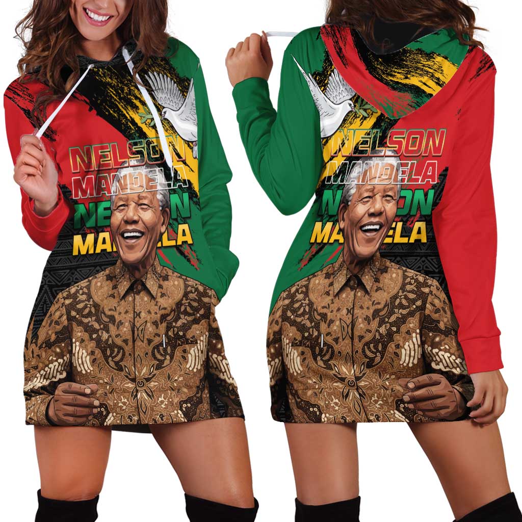 Nelson Mandela International Day Hoodie Dress African Pattern Grunge Style - Wonder Print Shop