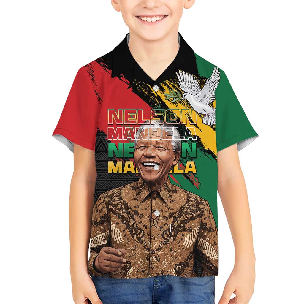 Nelson Mandela International Day Kid Hawaiian Shirt African Pattern Grunge Style - Wonder Print Shop